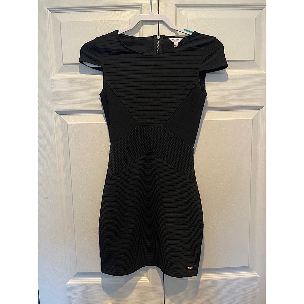 Cute Black GUESS Bodycon Ribbed Dress
